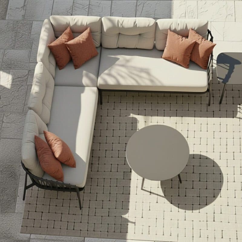 CASA DOMA "Lucca/Rapello" Loungeset 5-teilig, Aluminium und Rope anthrazit, Bezüge beige (Bild KI-generiert)