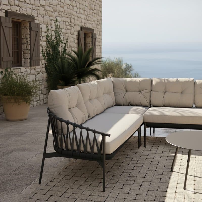 CASA DOMA "Lucca/Rapello" Loungeset 5-teilig, Aluminium und Rope anthrazit, Bezüge beige (Bild KI-generiert)