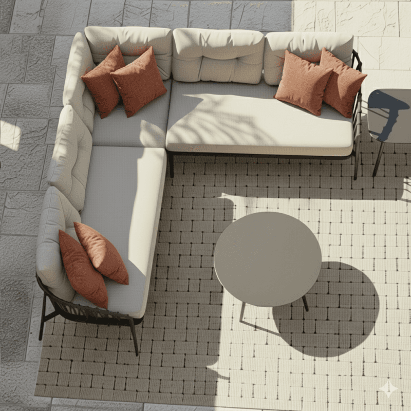 CASA DOMA "Lucca/Rapello" Loungeset 5-teilig, Aluminium und Rope anthrazit, Bezüge beige (Bild KI-generiert)