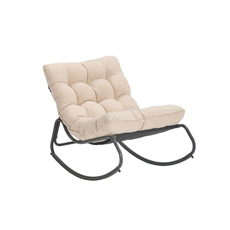 CASA DOMA "Paola" Schaukelstuhl, Stahl anthrazit, Bezug beige