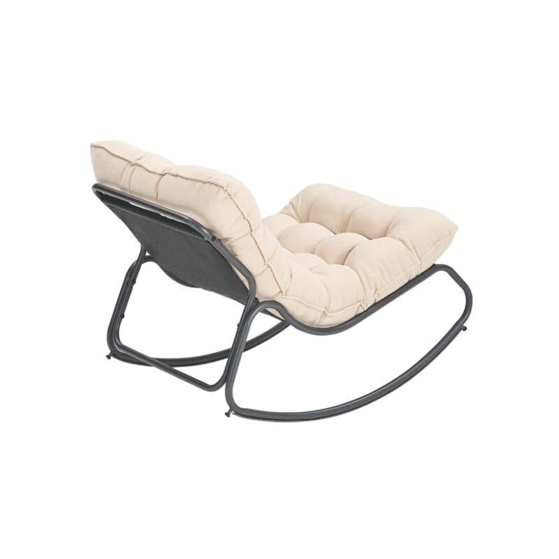 CASA DOMA "Paola" Schaukelstuhl, Stahl anthrazit, Bezug beige