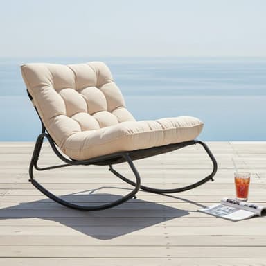 CASA DOMA "Paola" Schaukelstuhl, Stahl anthrazit, Bezug beige (Bild KI-generiert)