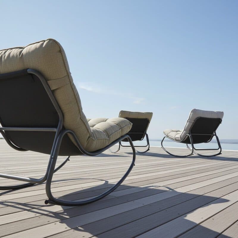 CASA DOMA "Paola" Schaukelstuhl, Stahl anthrazit, Bezug grau und grün (Bild KI-generiert)