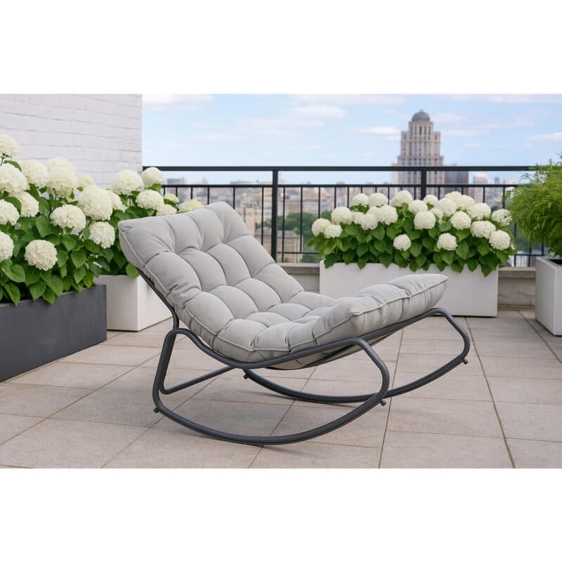 CASA DOMA "Paola" Schaukelstuhl, Stahl anthrazit, Bezug grau (Bild KI-generiert)