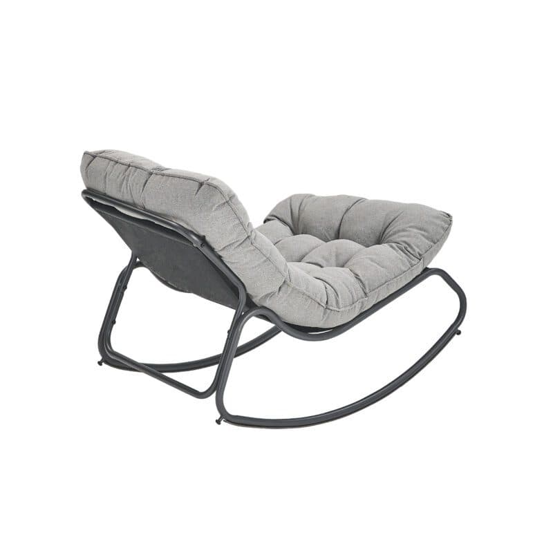 CASA DOMA "Paola" Schaukelstuhl, Stahl anthrazit, Bezug grau