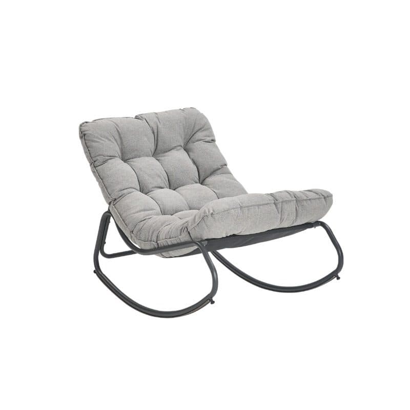 CASA DOMA "Paola" Schaukelstuhl, Stahl anthrazit, Bezug grau