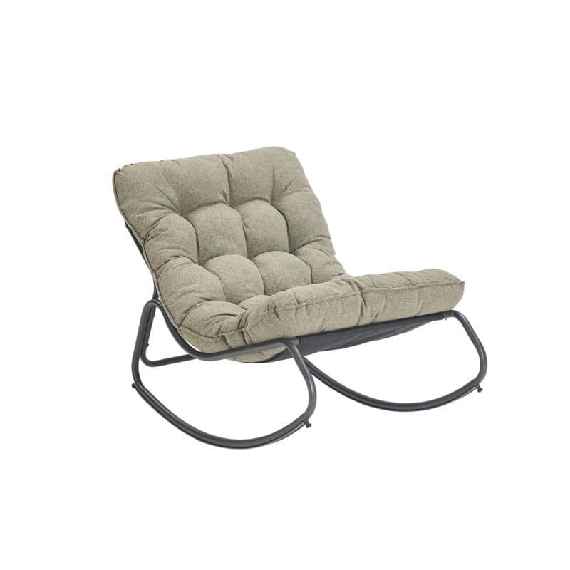 CASA DOMA "Paola" Schaukelstuhl, Stahl anthrazit, Bezug grün