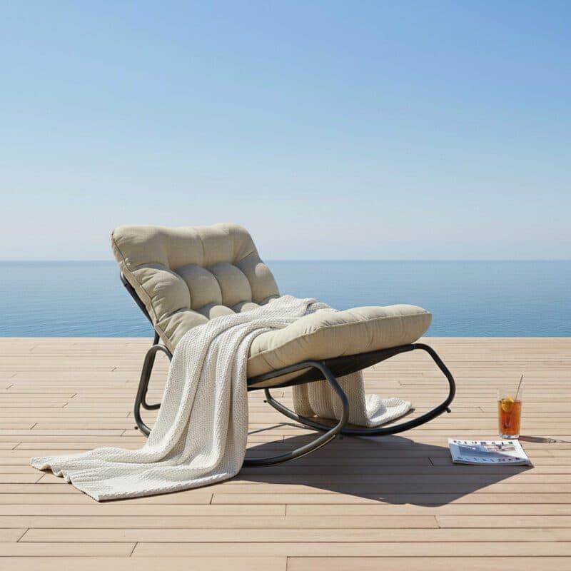 CASA DOMA "Paola" Schaukelstuhl, Stahl anthrazit, Bezug grün (Bild KI-generiert)