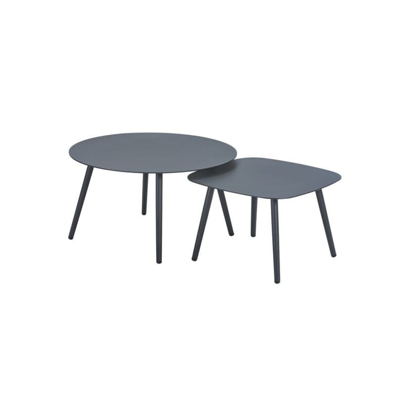 CASA DOMA “Rapello” Loungetisch-Set, Aluminium anthrazit, 60x60 cm und Ø 80 cm