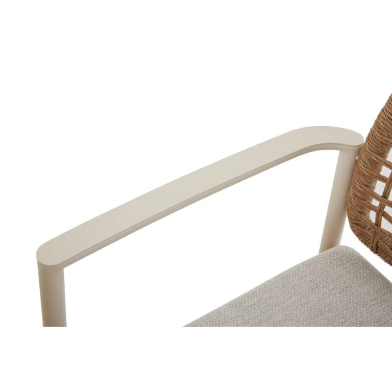 CASA DOMA "Lavello" Stapelstuhl, Gestell Aluminium cream, Polyrattan naturfarben, Kissen beige