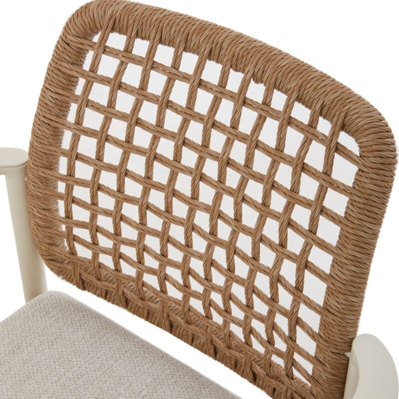 CASA DOMA "Lavello" Stapelstuhl, Gestell Aluminium cream, Polyrattan naturfarben, Kissen beige