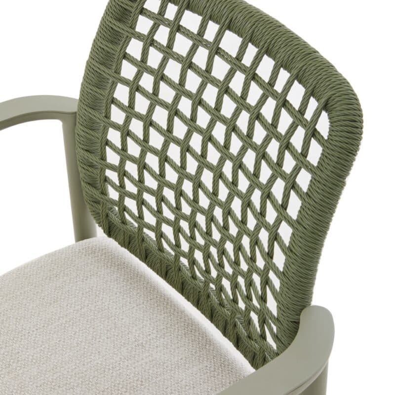 CASA DOMA "Lavello" Stapelstuhl, Gestell Aluminium moosgrün, Polyrattan grün, Kissen beige