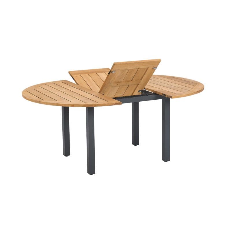 CASA DOMA "Ugento" Ausziehtisch 140/190 x 140 cm, Gestell Edelstahl anthrazit, Tischplatte Teakholz