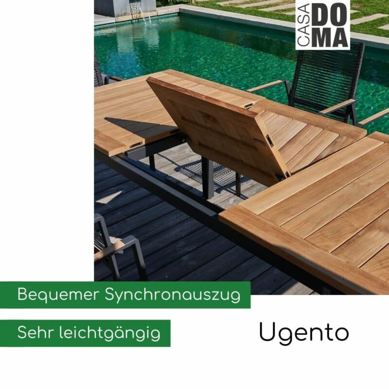 CASA DOMA "Ugento" Ausziehtisch eckig, Teak/Edelstahl