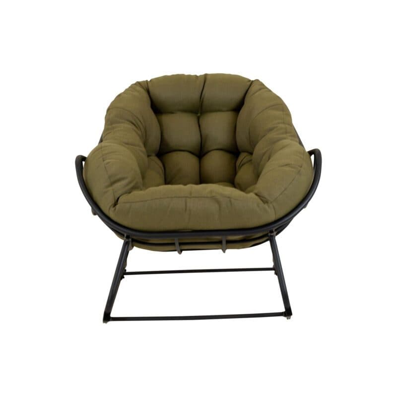 Lesli Living "Cozy" Schaukelstuhl, Aluminium schwarz matt, Kissen olive