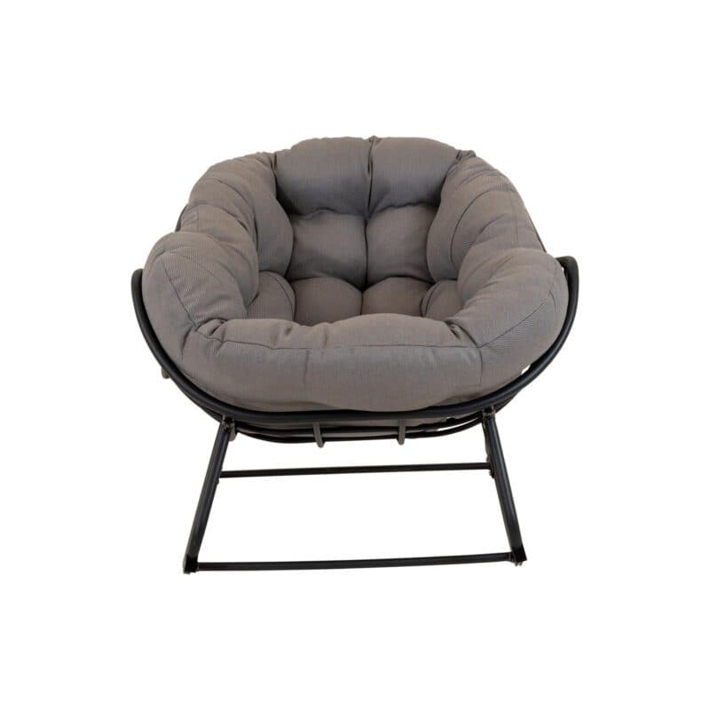 Lesli Living "Cozy" Schaukelstuhl, Aluminium schwarz matt, Kissen stone