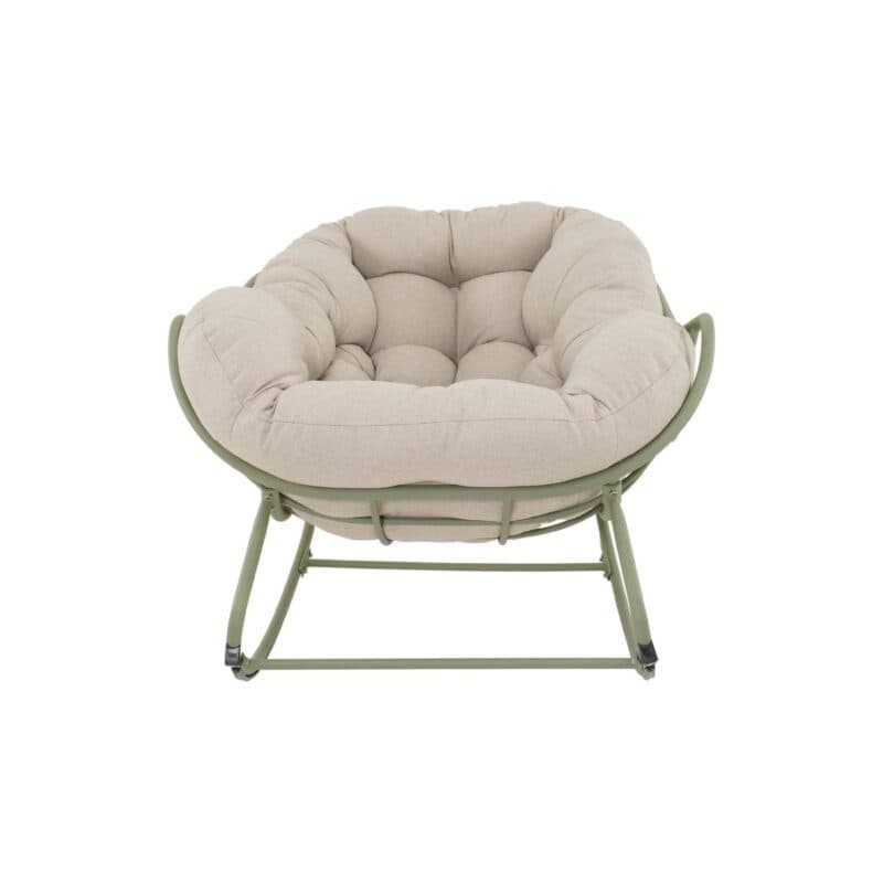 Lesli Living "Cozy" Schaukelstuhl, Aluminium soft green matt, Kissen beige
