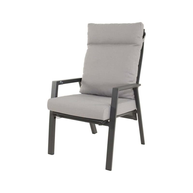 Lesli Living "Malik" Hochlehner, Aluminium anthrazit, Kissenbezug Olefin grau