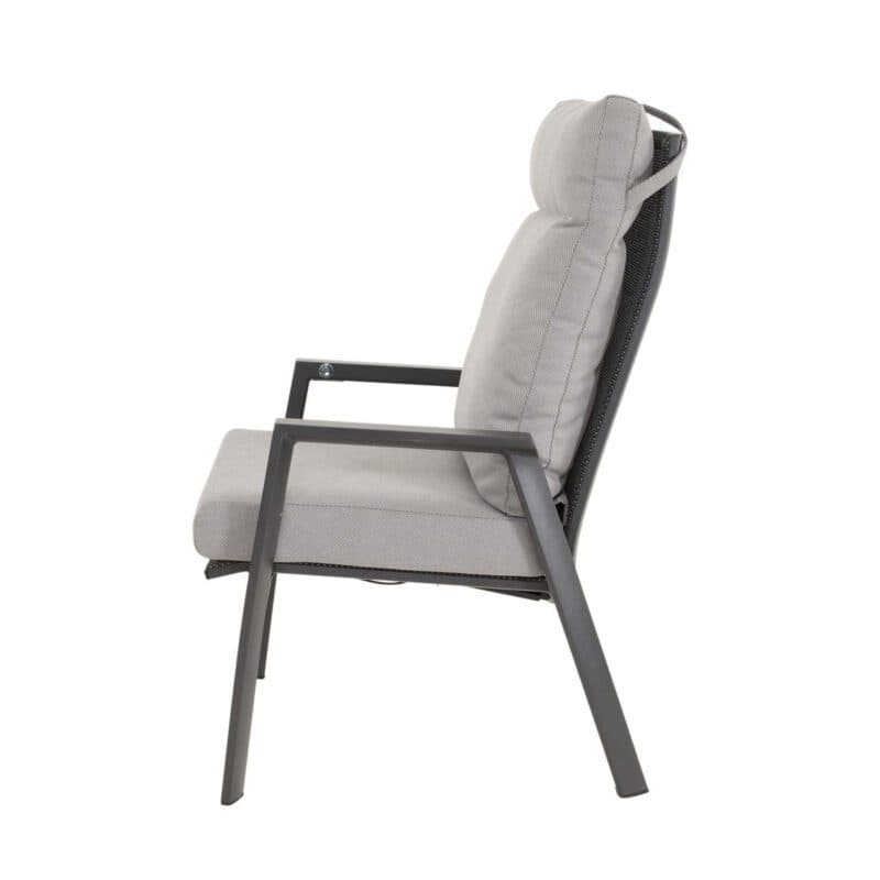 Lesli Living "Malik" Hochlehner, Aluminium anthrazit, Kissenbezug Olefin grau