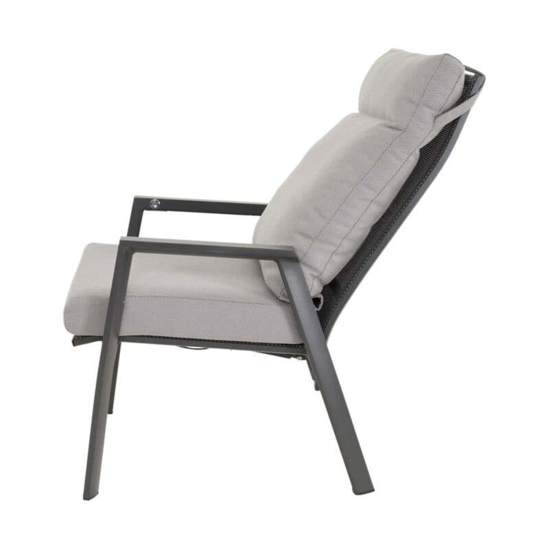 Lesli Living "Malik" Hochlehner, Aluminium anthrazit, Kissenbezug Olefin grau