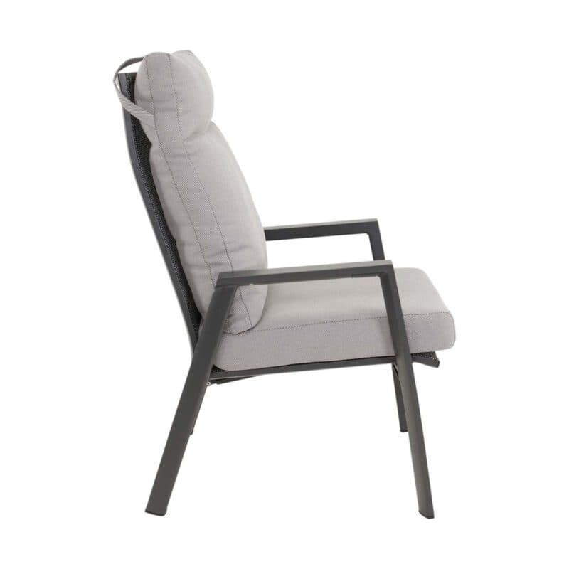 Lesli Living "Malik" Hochlehner, Aluminium anthrazit, Kissenbezug Olefin grau