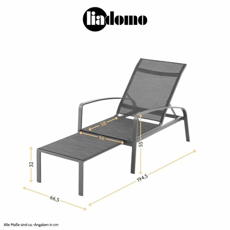 Liadomo "Atessa" Deckchair, Maßangaben
