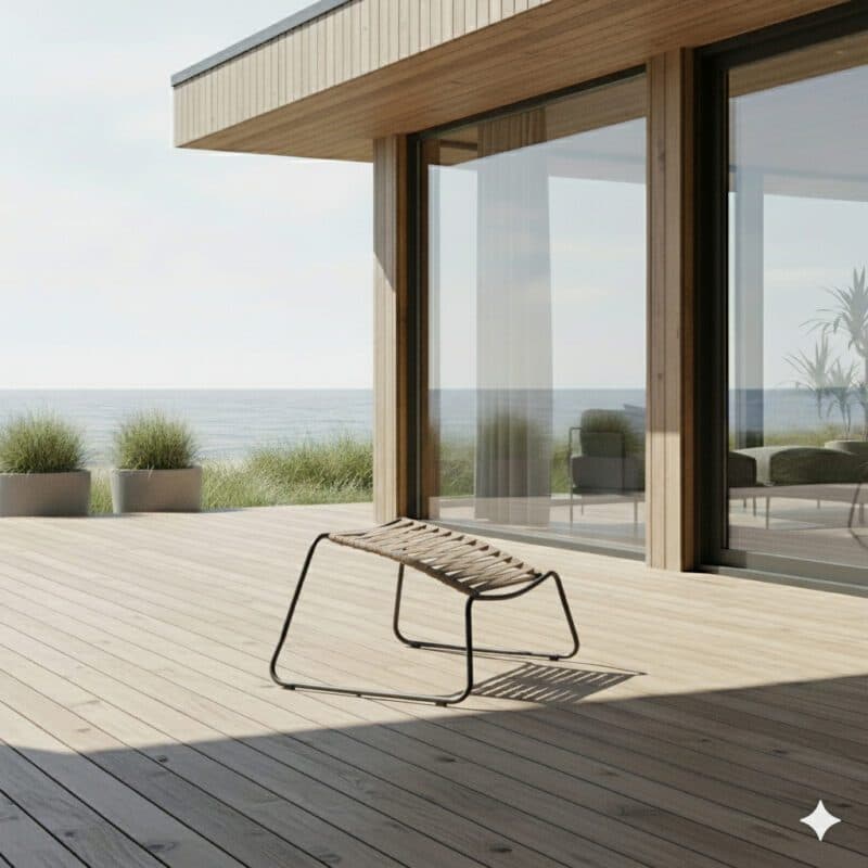 Liadomo "Atina" Loungehocker, Gestell Edelstahl anthrazit, Sitz- und Rückenfläche Rope beige (Bild KI-generiert)