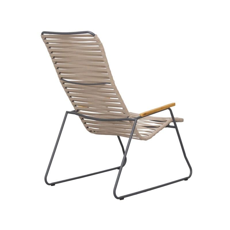 Liadomo "Atina" Loungesessel, Gestell Edelstahl anthrazit, Sitz- und Rückenfläche Rope beige, Armlehne Teakholz