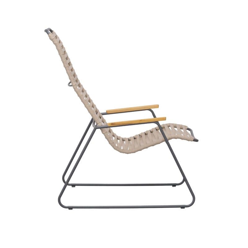 Liadomo "Atina" Loungesessel, Gestell Edelstahl anthrazit, Sitz- und Rückenfläche Rope beige, Armlehne Teakholz