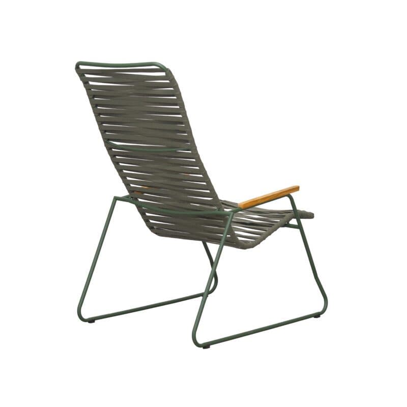 Liadomo "Atina" Loungesessel, Gestell Edelstahl dunkelgrün, Sitz- und Rückenfläche Rope oliv, Armlehne Teakholz