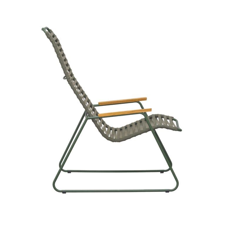 Liadomo "Atina" Loungesessel, Gestell Edelstahl dunkelgrün, Sitz- und Rückenfläche Rope oliv, Armlehne Teakholz