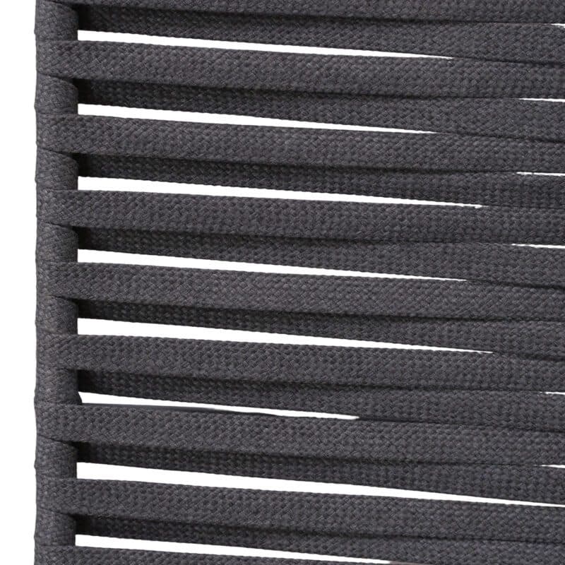 Liadomo "Atina" Schaukelsessel, Gestell Edelstahl anthrazit, Sitz- und Rückenfläche Rope anthrazit, Kufen und Armlehne Teakholz, Detail Rope