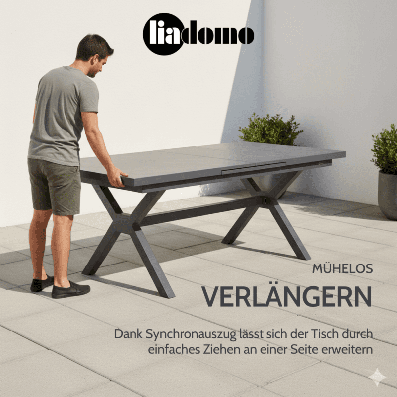 Liadomo "Benevento" Ausziehtisch 200/260x100 cm (Hintergrund KI-generiert)