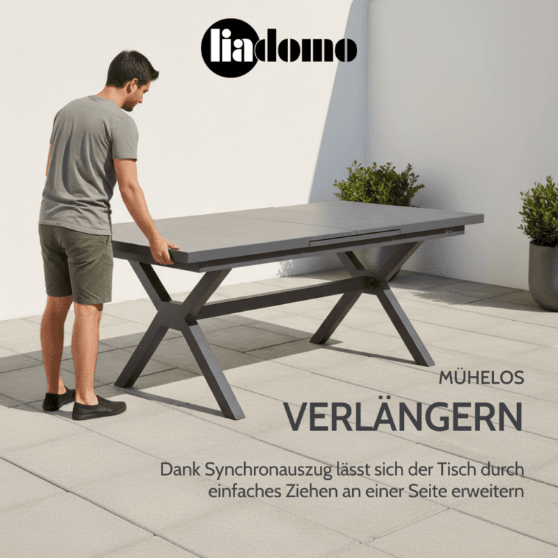 Liadomo "Benevento" Ausziehtisch 200/260x100 cm (Bild KI-generiert)