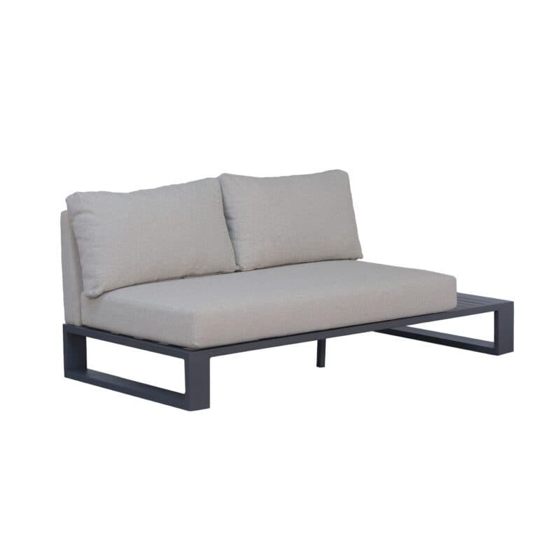 Liadomo “Candela” Loungesofa 2-Sitzer, Gestell Aluminium anthrazit, Kissen beige