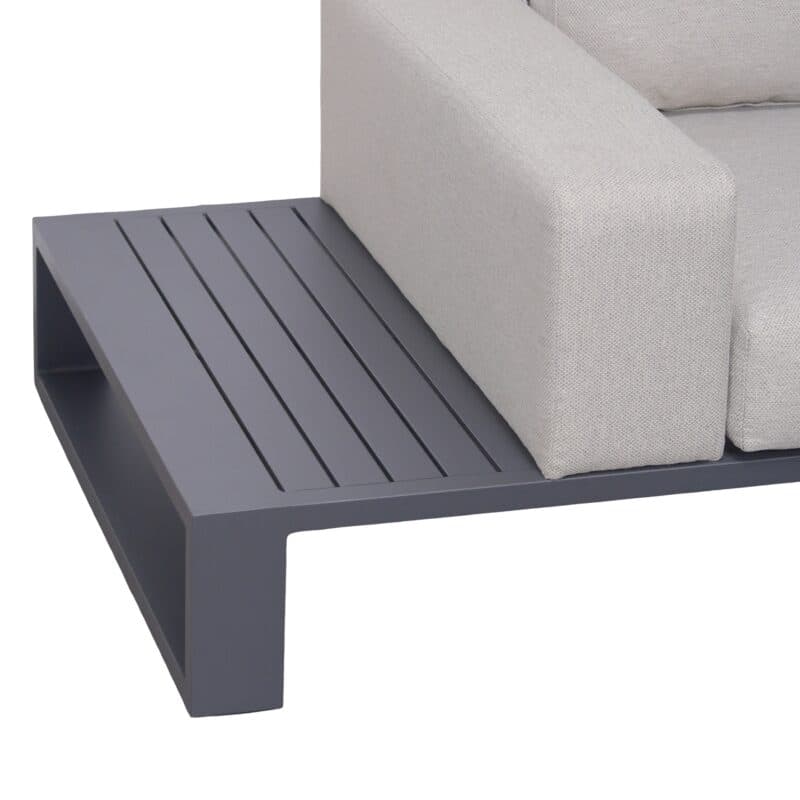 Liadomo “Candela” Loungesofa 3-Sitzer, Gestell & Ablage Aluminium anthrazit, Kissen beige