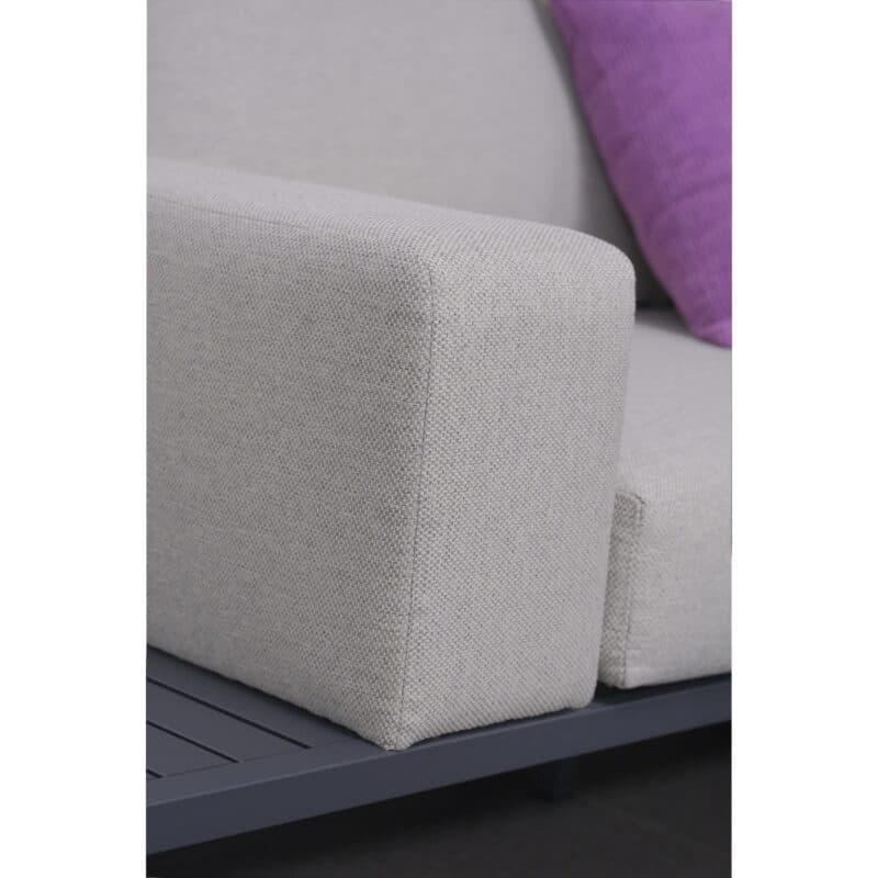 Liadomo “Candela” Loungesofa 3-Sitzer, Gestell Aluminium anthrazit, Kissen beige