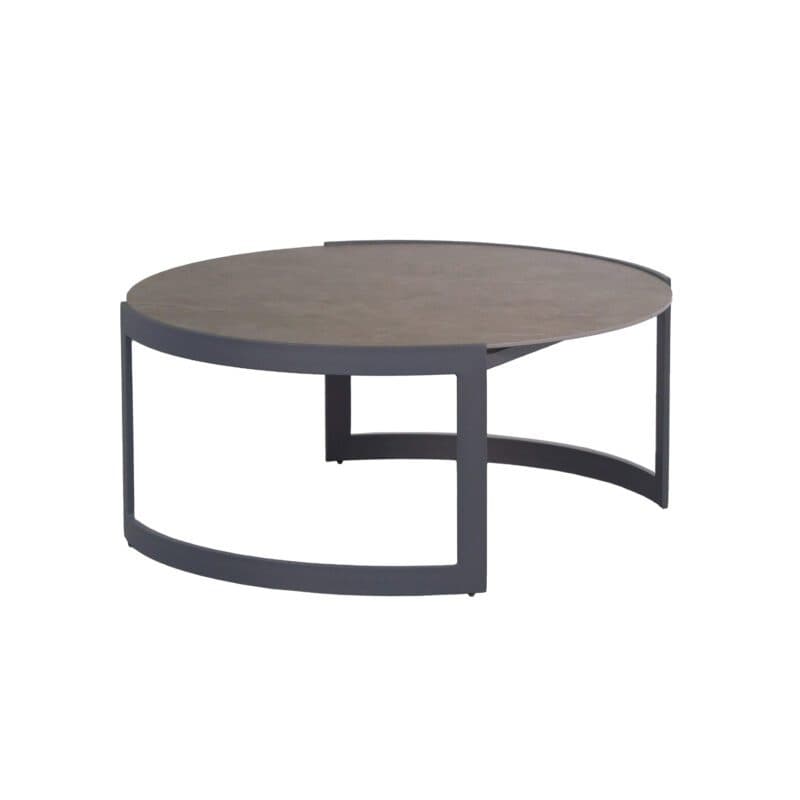 Liadomo “Candela” Loungetisch Ø 82 cm, Gestell Aluminium, Tischplatte Sinterstein dunkelgrau