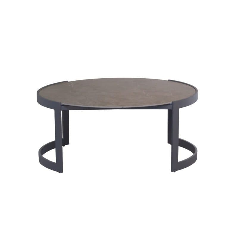 Liadomo “Candela” Loungetisch Ø 82 cm, Gestell Aluminium, Tischplatte Sinterstein dunkelgrau