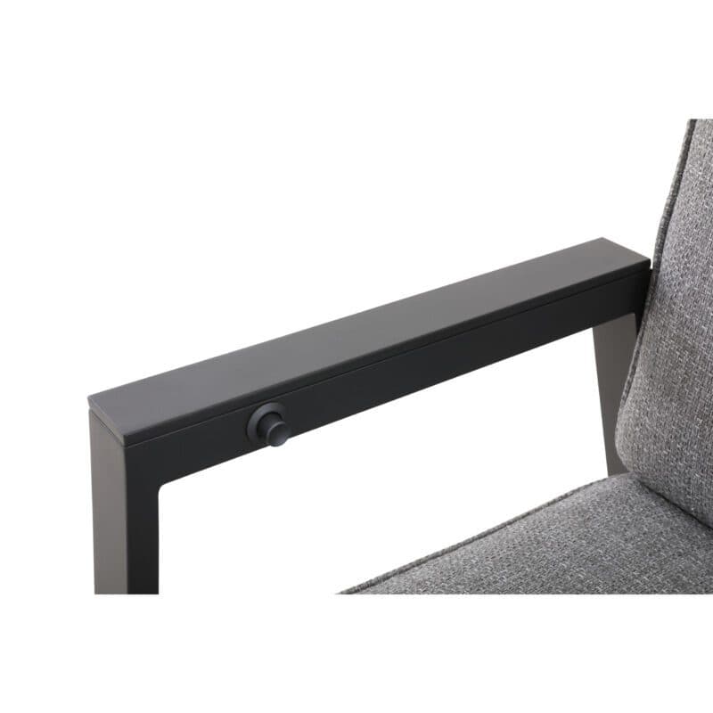 Liadomo "Celano" Diningsessel, Aluminium anthrazit, Polster Olefin grau, Armlehnen Aluminium anthrazit, Verstellknopf