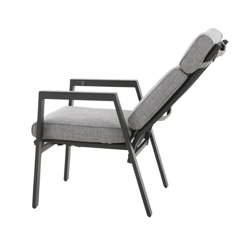 Liadomo "Celano" Diningsessel, Aluminium anthrazit, Polsterbezüge Olefin grau, Stuhlbespannung Textilen, Armlehnen Aluminium anthrazit