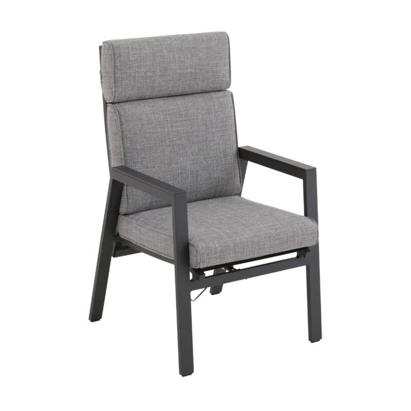 Liadomo "Celano" Diningsessel, Aluminium anthrazit, Polster Olefin grau, Stuhlbespannung Textilen, Armlehnen Aluminium anthrazit