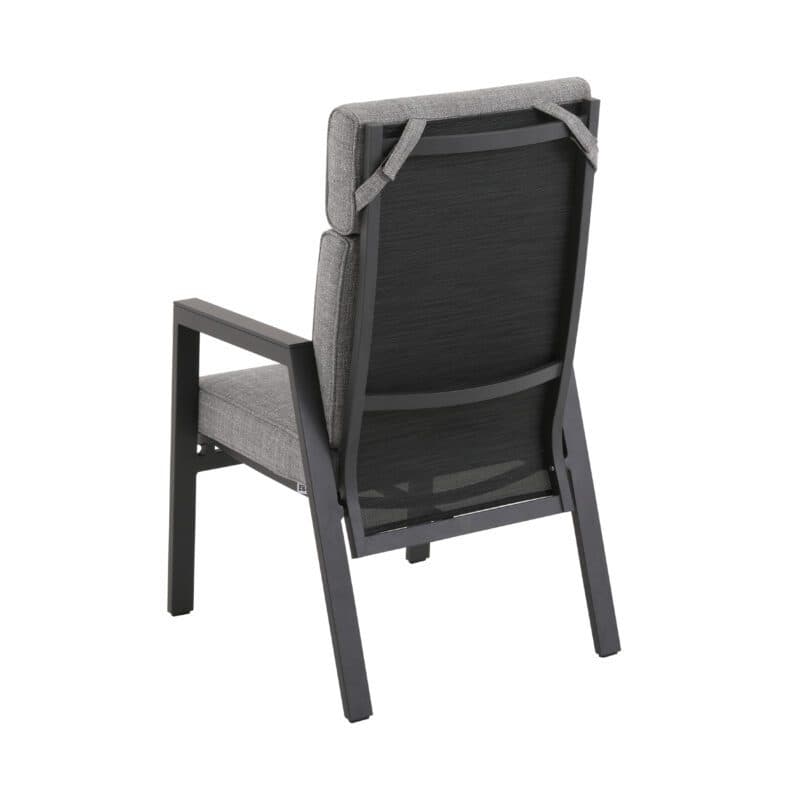 Liadomo "Celano" Diningsessel, Aluminium anthrazit, Polsterbezüge Olefin grau, Stuhlbespannung Textilen, Armlehnen Aluminium anthrazit