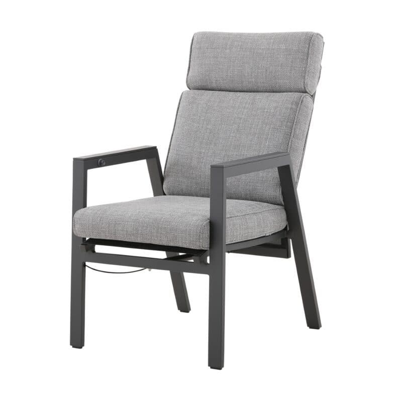Liadomo "Celano" Diningsessel, Aluminium anthrazit, Polsterbezüge Olefin grau, Stuhlbespannung Textilen, Armlehnen Aluminium anthrazit
