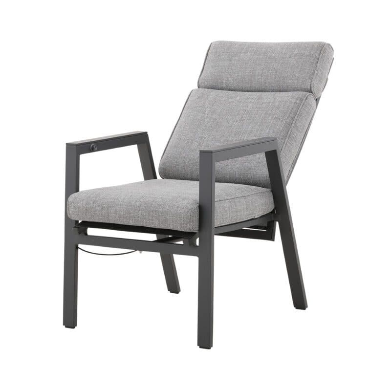 Liadomo "Celano" Diningsessel, Aluminium anthrazit, Polsterbezüge Olefin grau, Stuhlbespannung Textilen, Armlehnen Aluminium anthrazit