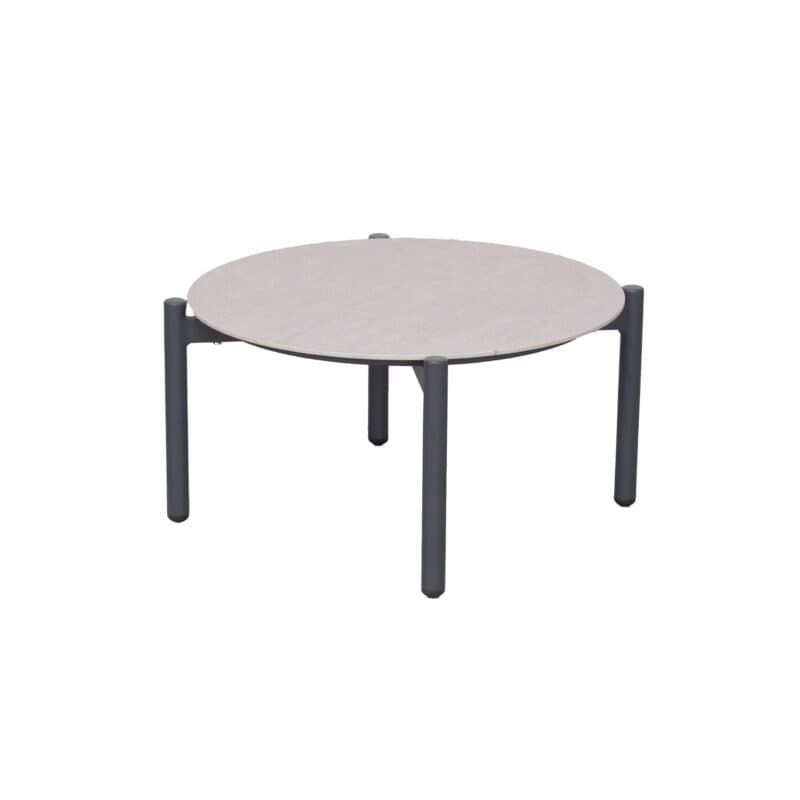 Liadomo “Celano” Loungetisch Ø 60 cm, Gestell Aluminium, Tischplatte Sinterstein hellgrau