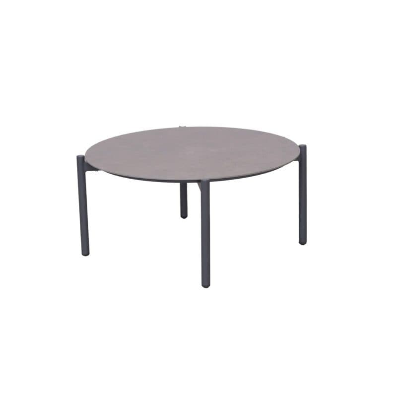 Liadomo “Celano” Loungetisch Ø 80 cm, Gestell Aluminium, Tischplatte Sinterstein dunkelgrau