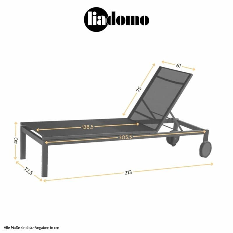 Liadomo "Firmo" Sonnenliege, Maßangaben