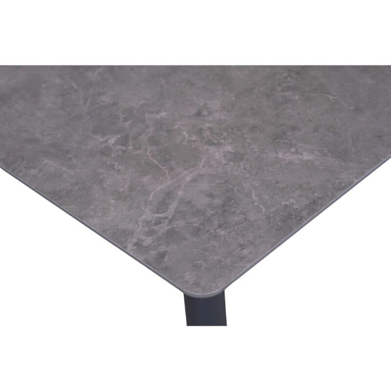 Liadomo “Formello” Dining-Loungetisch, Gestell Aluminium anthrazit, Tischplatte 140 x 80 cm, Sinterstein dunkelgrau, Höhe 70 cm