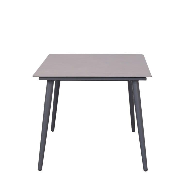 Liadomo “Formello” Dining-Loungetisch, Gestell Aluminium anthrazit, Tischplatte 140 x 80 cm, Sinterstein dunkelgrau, Höhe 70 cm